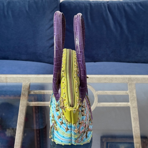 Mary Frances Vintage Vibrant Hand Sewn Beaded Silk Hand Bag/Purse. - Picture 5 of 11